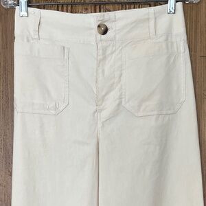 Anthropologie Maeve Crop Wide Leg Pants Cream Size 26 High Rise Linen Blend
